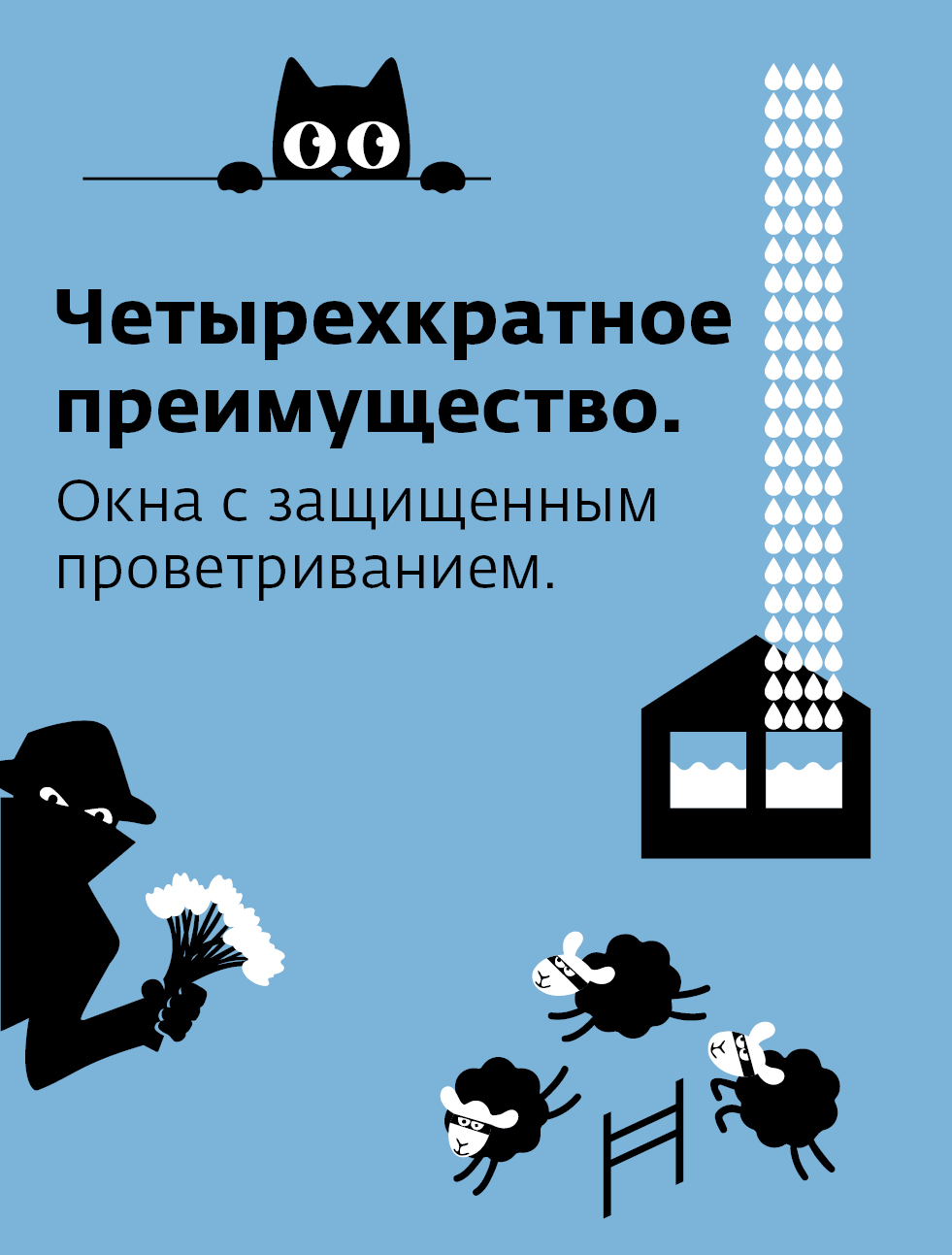 Четырехкратное преимущество. Окна с защищенным проветриванием.